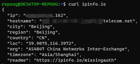 直接通过curl请求获得的IP地址